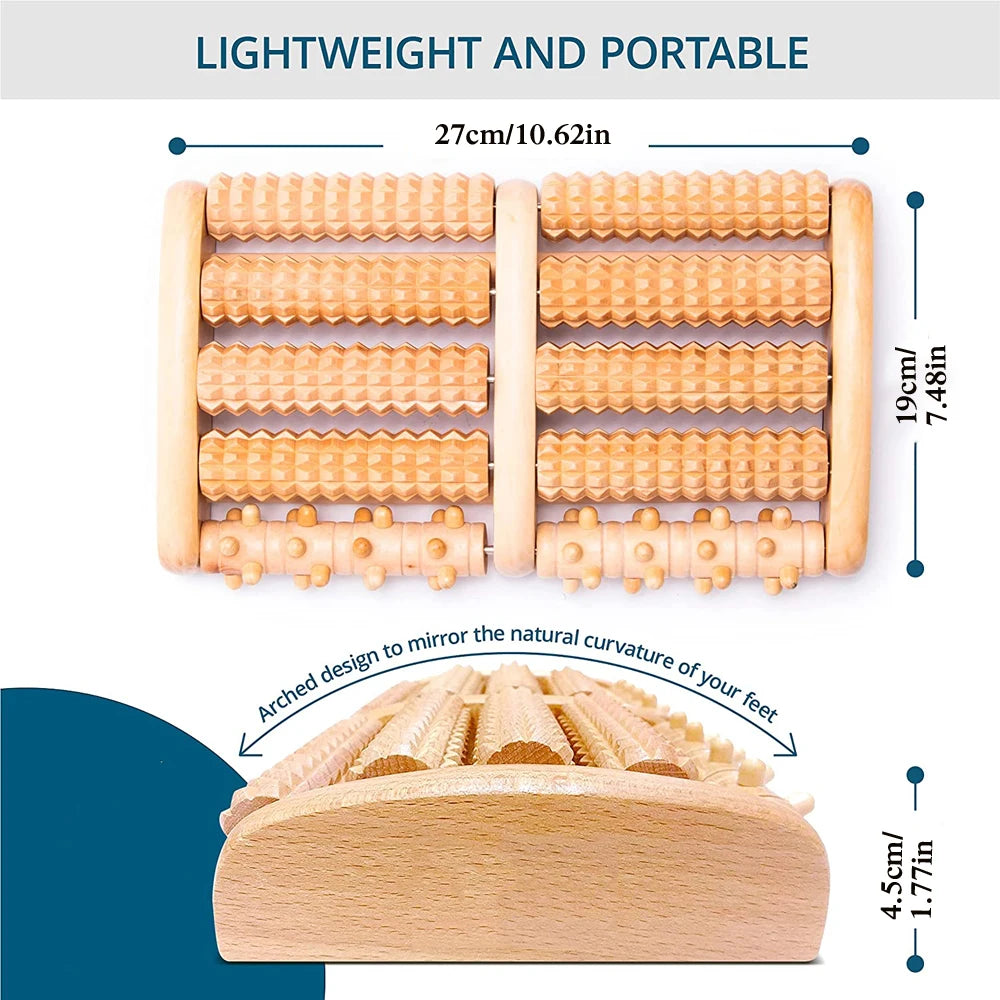 Wooden Foot Roller Massager | Plantar Fasciitis, Heel Spur & Arch Pain Relief