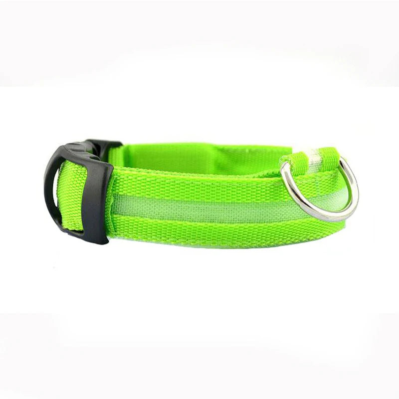 LED Light Night Safety Anti-Lost Nylon Adjustable Collar For Dogs