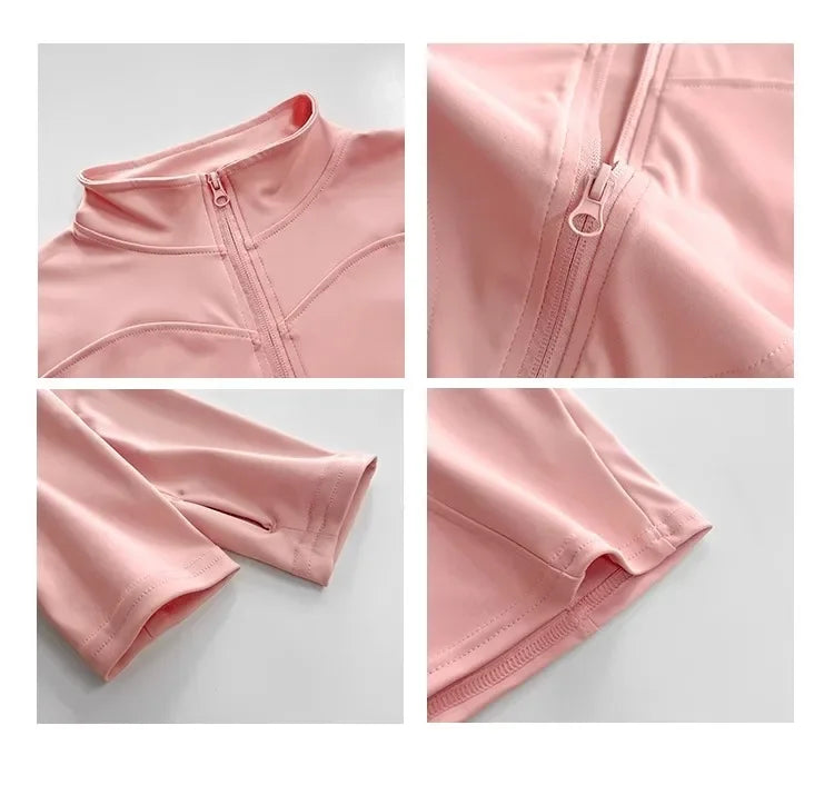 Women's Running Apparel: Quick Drying, Long Sleeved Sports Tight Fitness Top With Zipper S-3XL / Rungear