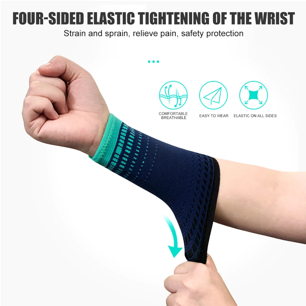 Sport Sweatband Wrist Wraps | 1 Pair Knitted Wrist Support for Tennis, Gym & Running