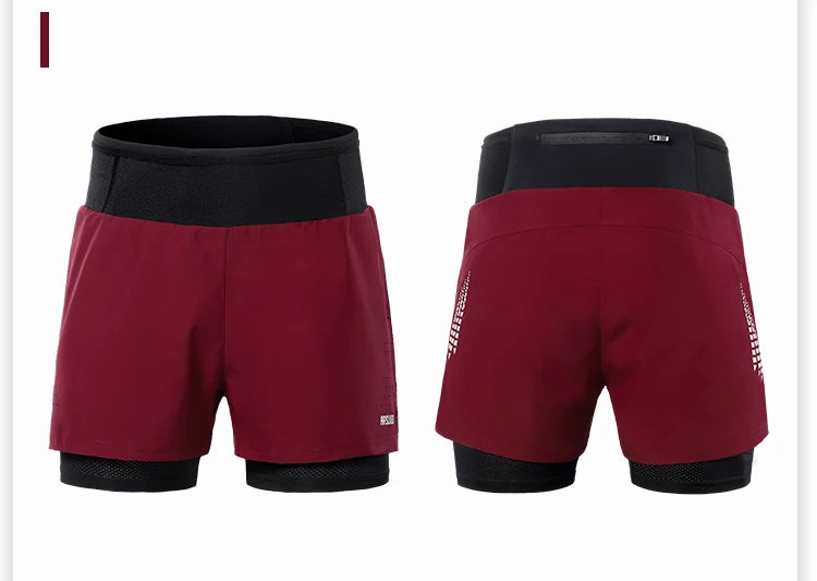 Men's 2 in 1 High Waist Training Gym Fitness Workout Sports Shorts Pants Double Layer B233