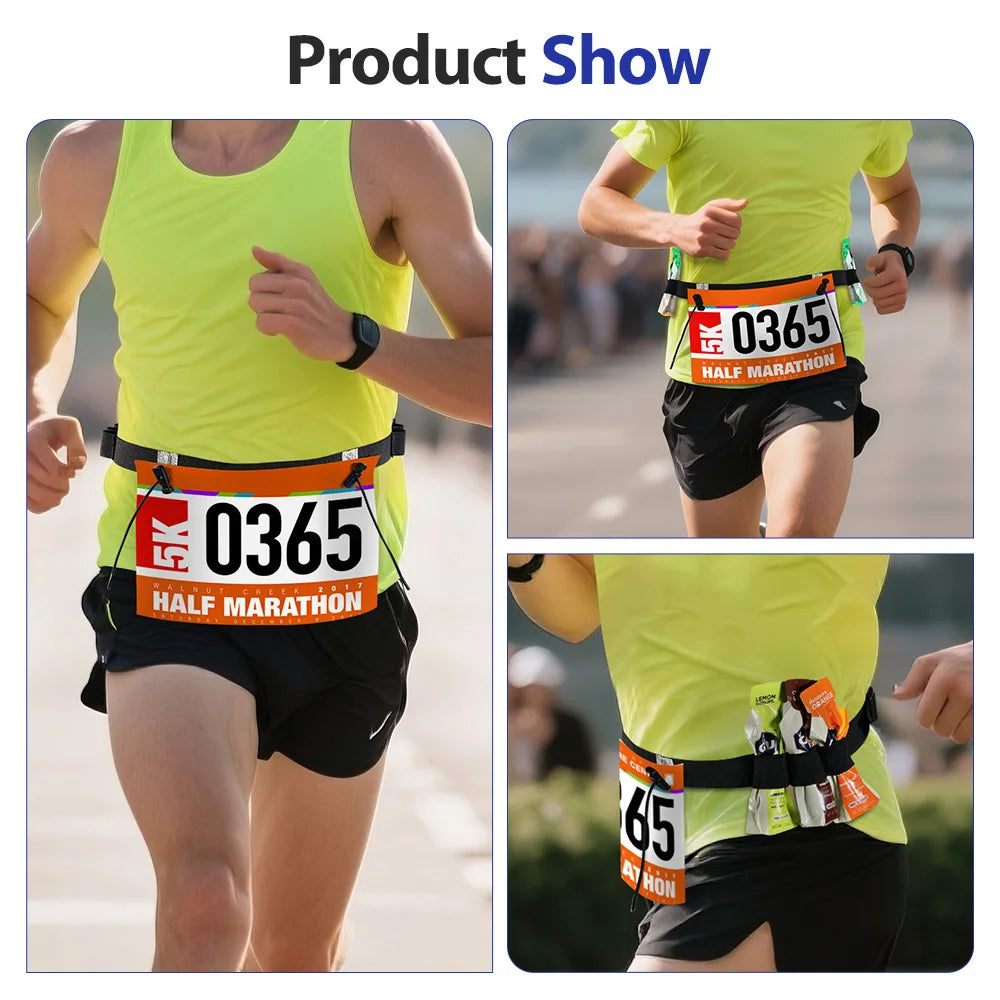 Race Number Belt with 6 Gel Loops | Unisex Bib Holder for Running, Triathlon & Cycling