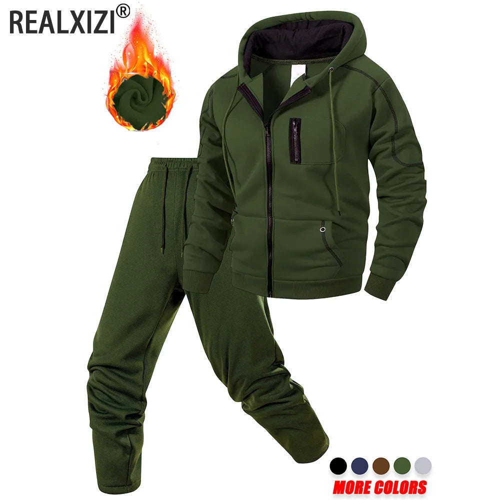 Men's Winter Apparel: Sporty Casual Jogging Hooded Sweatshirt + Tracksuit Pants / Rungear
