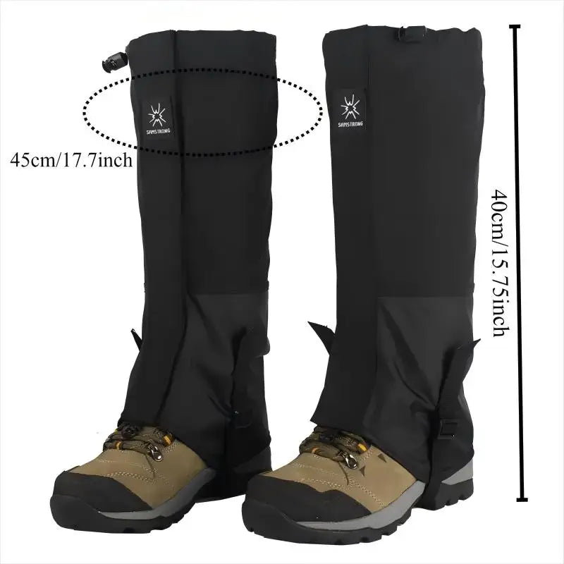 Unisex Lightweight and Adjustable Waterproof Hiking Gaiters with Rubber Foot Strap