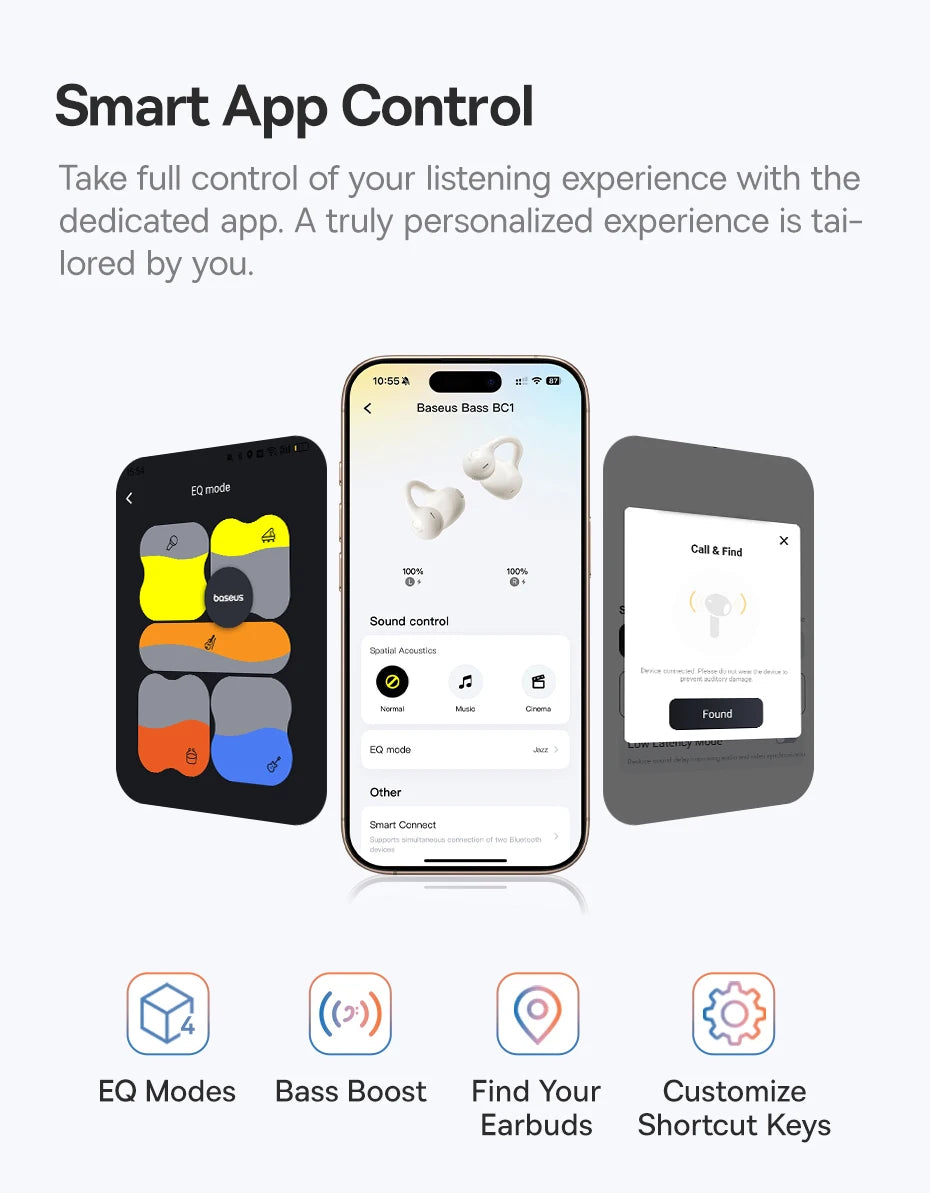 Running Tech Gear: Baseus BC1 Ear Clip Earbuds, Open Ear Wireless Earphones, Bluetooth 6.0 Clip On, 4-Mic Super Bass IP55 / Rungear