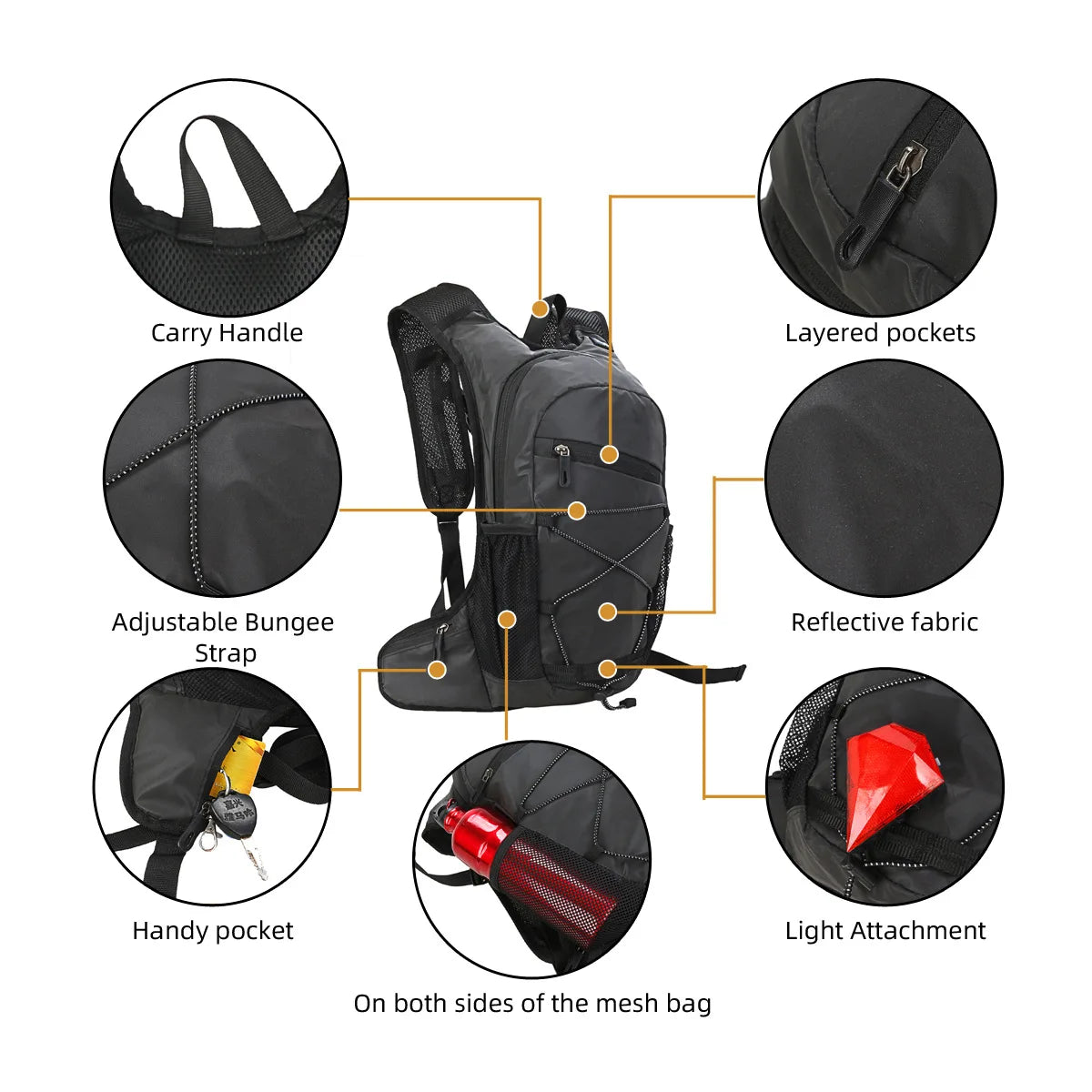 Trail Hydration Accessories: Highly Reflective, Backpack With Water Bladder / Rungear