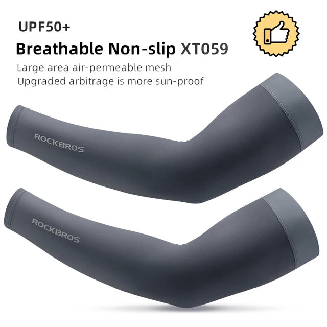 Compression Apparel Gear: ROCKBROS Breathable, Quick-Dry UV Protection Ice Fabric Sports Arm Sleeves / Rungear