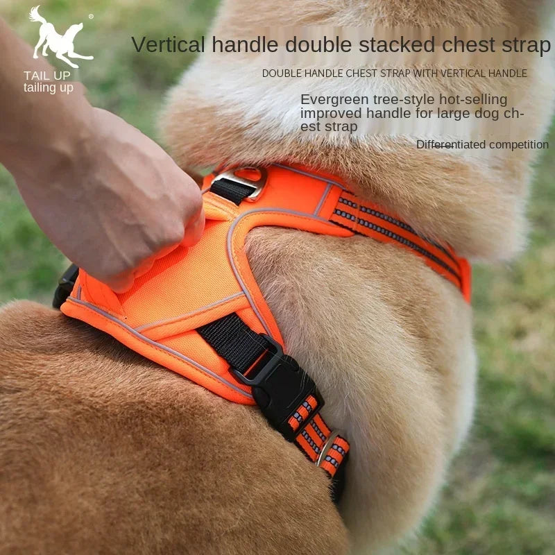 Reflective Pet Dog Harness with Vertical Handle, Adjustable Dog Collars for Big Medium Dogs, 1000D Oxford Cloth