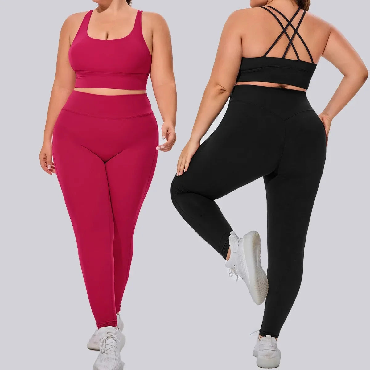 Plus Size Women's Running Apparel: Quick-Dry, Comfortable, High Stretch, Breathable Sports Bra And High Stretch Breathable Leggings / Rungear