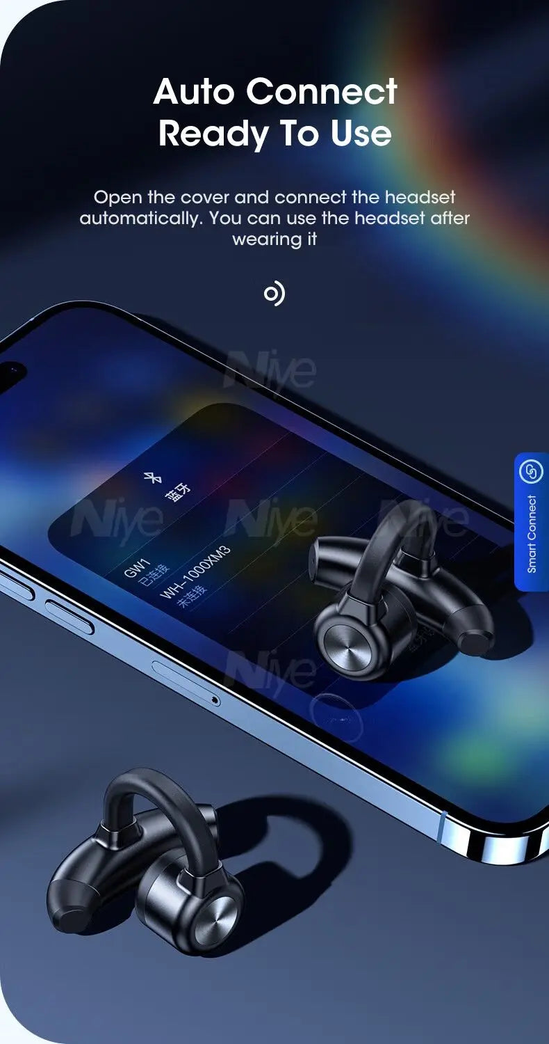Running Tech Gear: Bluetooth, Wireless, Bone Conduction Cuff Earbuds TWS Sound For Sports Running / Rungear