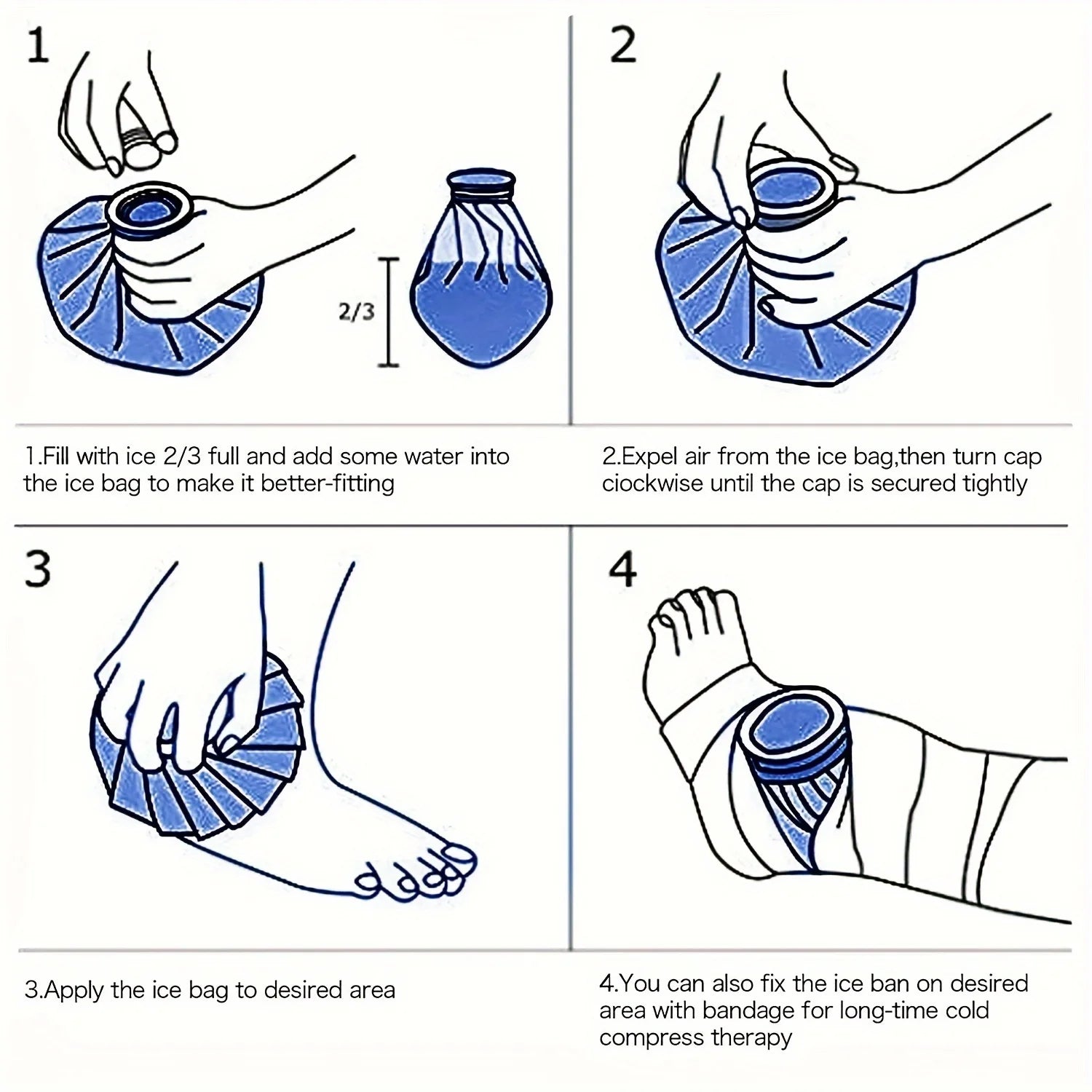 Recovery Gear Accessories: Reusable, Versatile Ice Bag Set for Pain Relief 6" 9" 11" Size / Rungear