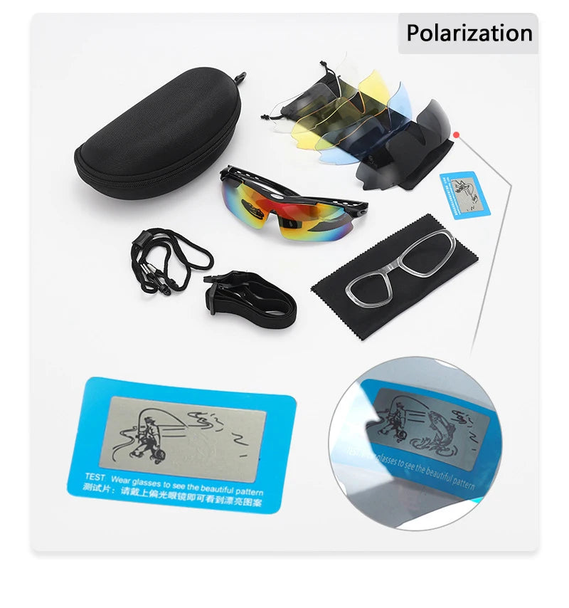 UV400 Sports Sunglasses with 5 Interchangeable Lenses | Running, Cycling & Outdoor