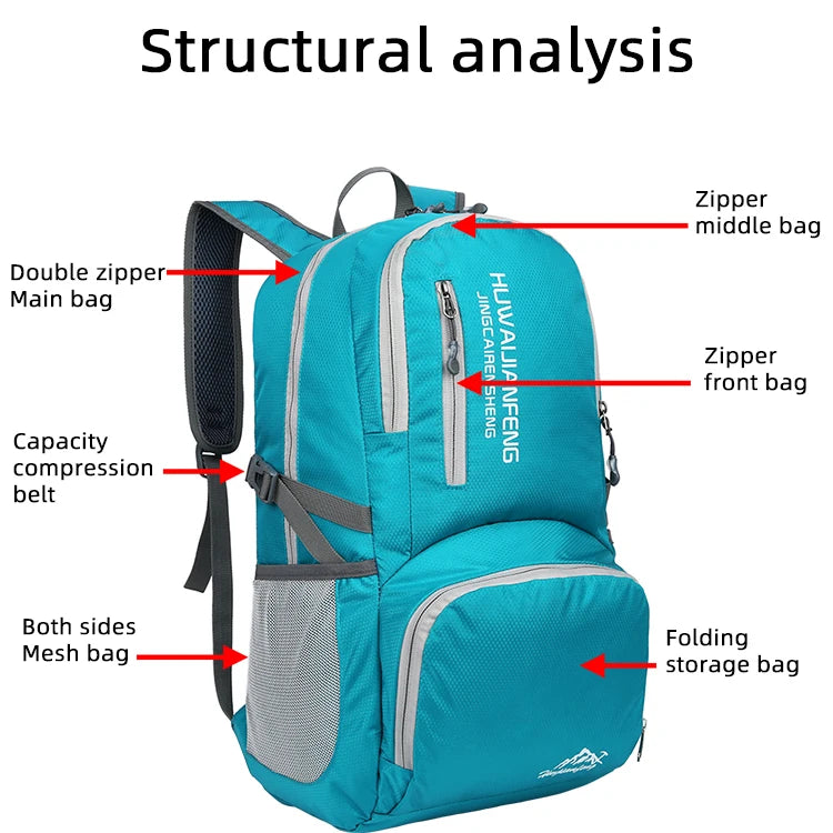 Trail Gear Accessories: 28L Packable, Foldable, Ultra Light, Outdoor Hiking Backpack / Rungear
