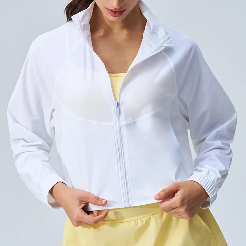Women's Running Jackets: Long Sleeved, Full Zip, Cropped Workout Jackets UPF 50+ / Rungear