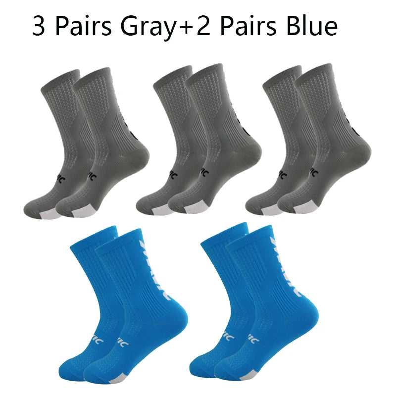 Running Compression Gear: 5 PR Men's Mid Tube, Breathable, Running and Hiking Compression Socks / Rungear