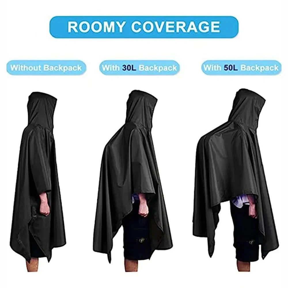 3-in-1 Waterproof Rain Poncho with Sleeves | Running, Hiking & Outdoor