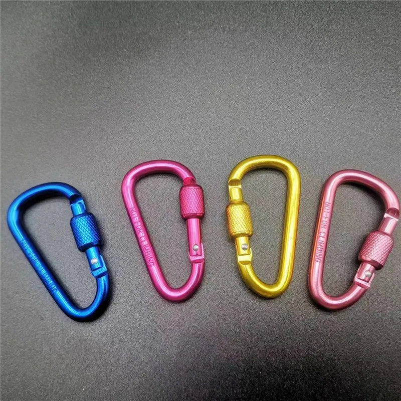 Aluminium D-Ring Locking Carabiner | Screw-Lock Clip for Hiking & Camping
