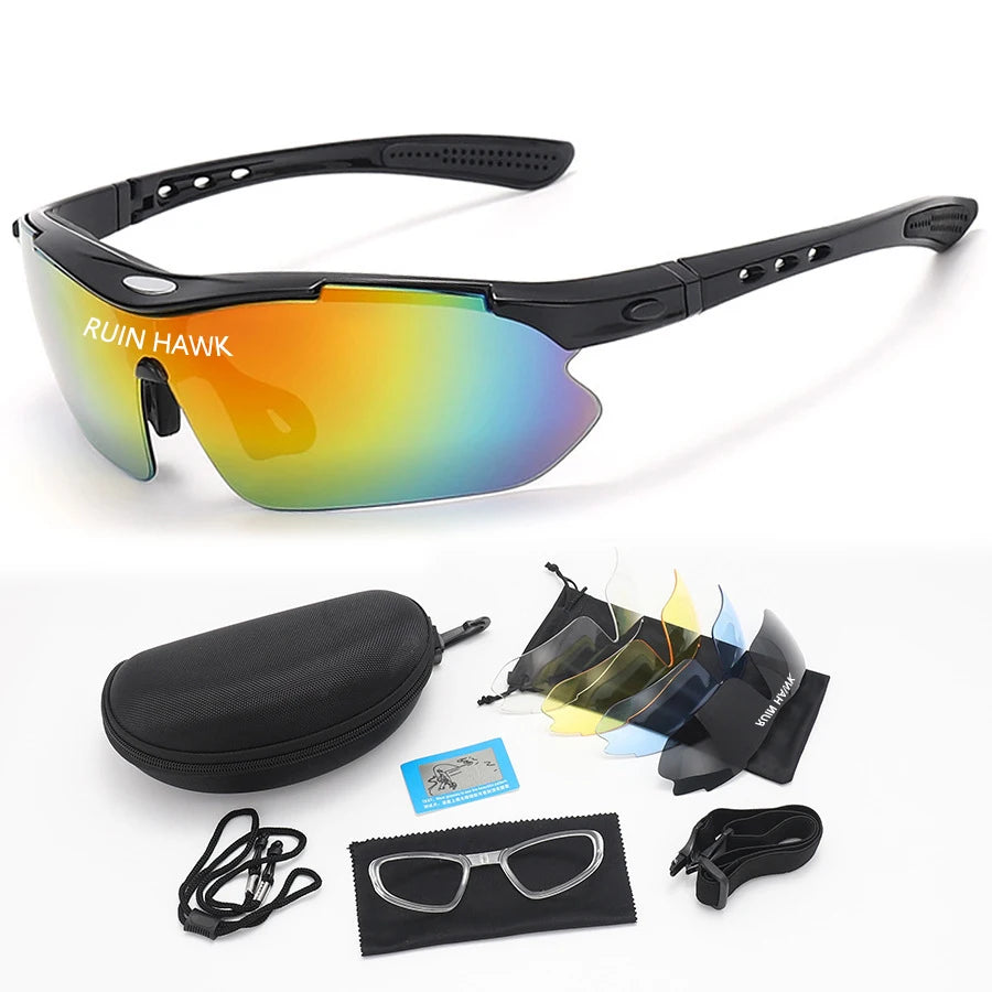 UV400 Sports Sunglasses with 5 Interchangeable Lenses | Running, Cycling & Outdoor
