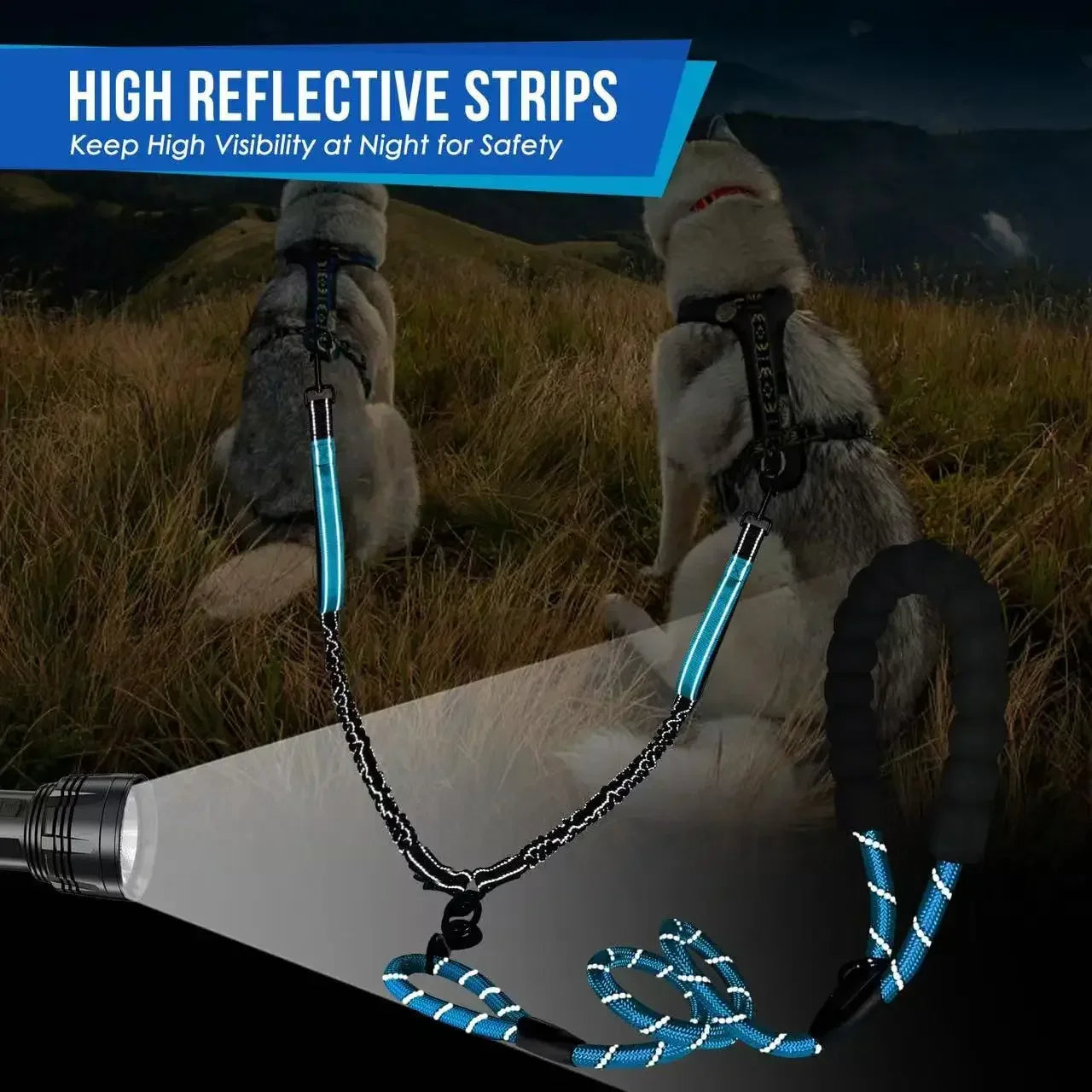 Double Dog Leash – Reflective No-Tangle 360° Swivel Dual Walking Leash with Two Traffic Handles & Shock Absorber | 7 Colours