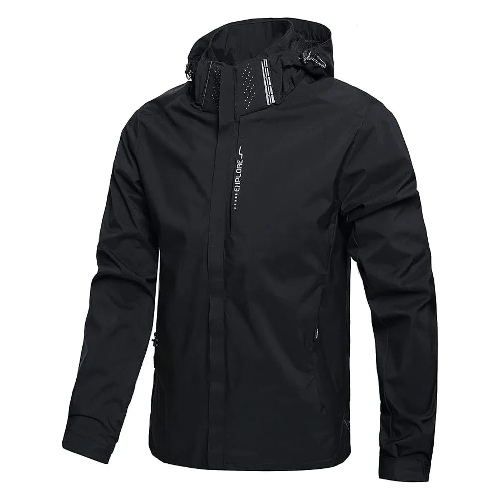 Men's Waterproof Hooded Running Jacket | Lightweight Windproof Raincoat