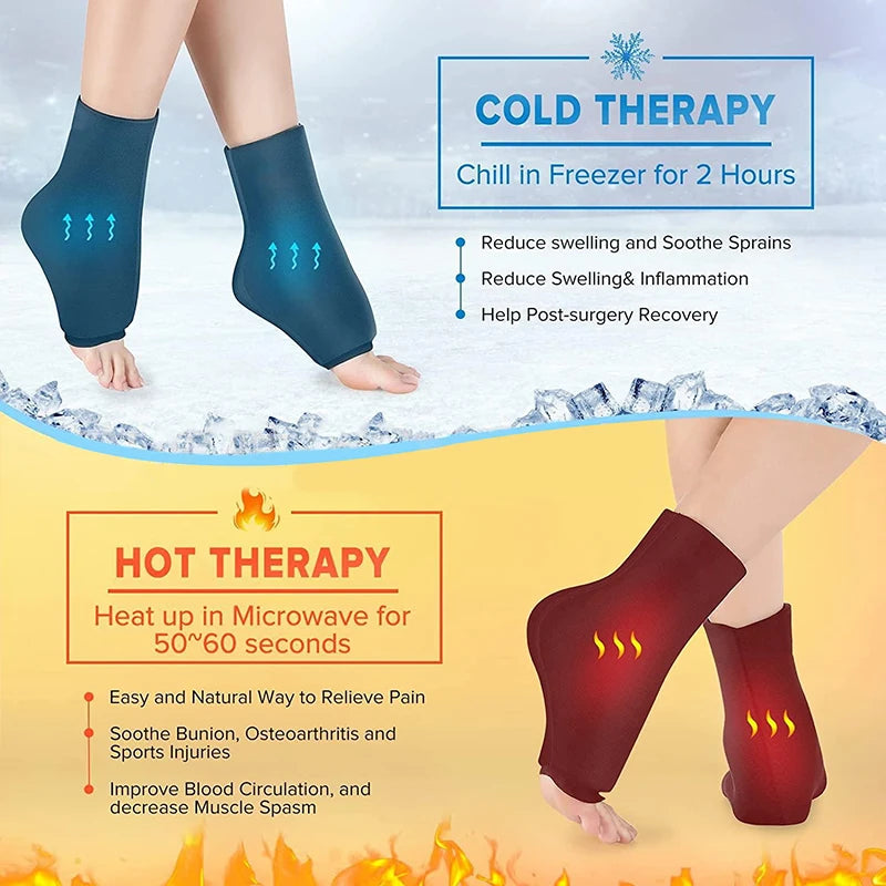 Reusable Hot & Cold Therapy Gel Foot Ice Pack Wrap – Cooling Sock for Plantar Fasciitis, Ankle Pain Relief & Arthritis | RUNGEAR