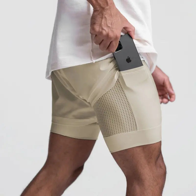 Men's Double Layer Shorts: 2 in 1 Breathable, Double Layer, Quick Dry, Running Workout Sports Shorts / Rungear