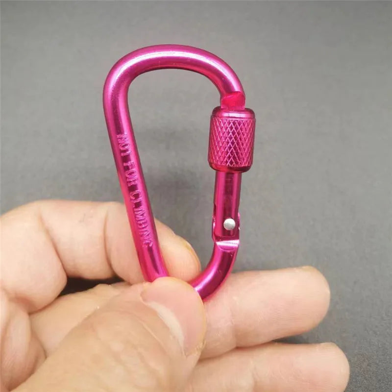 Aluminium D-Ring Locking Carabiner | Screw-Lock Clip for Hiking & Camping