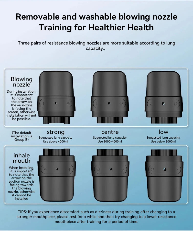 Bluetooth Spirometer Breath Trainer – Digital Lung Capacity & Respiratory Muscle Tester