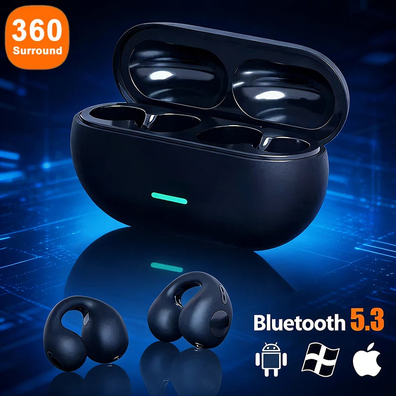 Running Tech Accessories: Bone Conduction Earphones-Clips, Bluetooth, Wireless, 3D Surround / Rungear