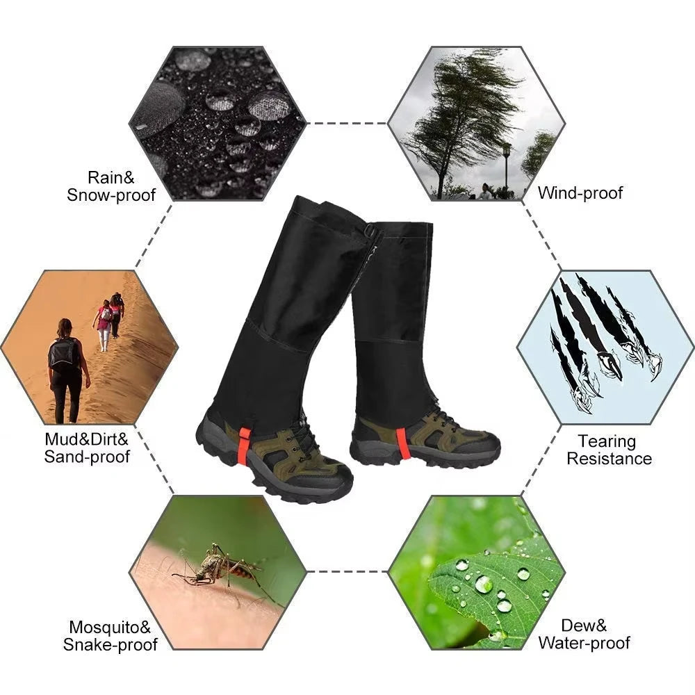 Waterproof Knee-High Leg Gaiters | Hiking, Snow & Trail Boot Covers