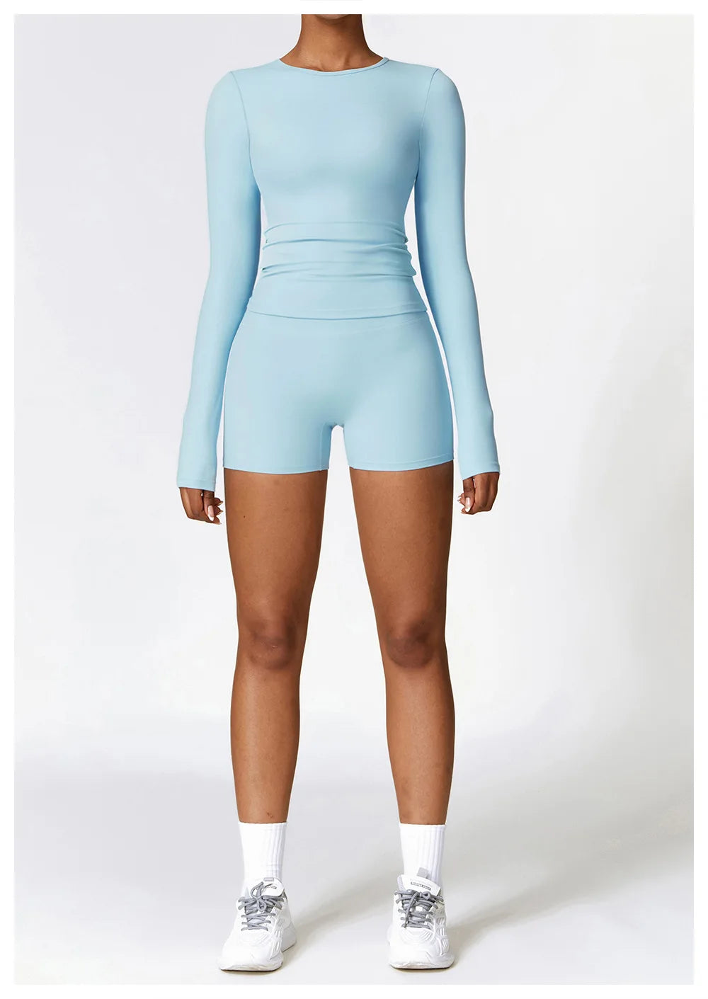 Women's Quick Dry Apparel: Breathable, Long Sleeved, Round Neck, Crop Top Workout Running, Hiking Set / Rungear