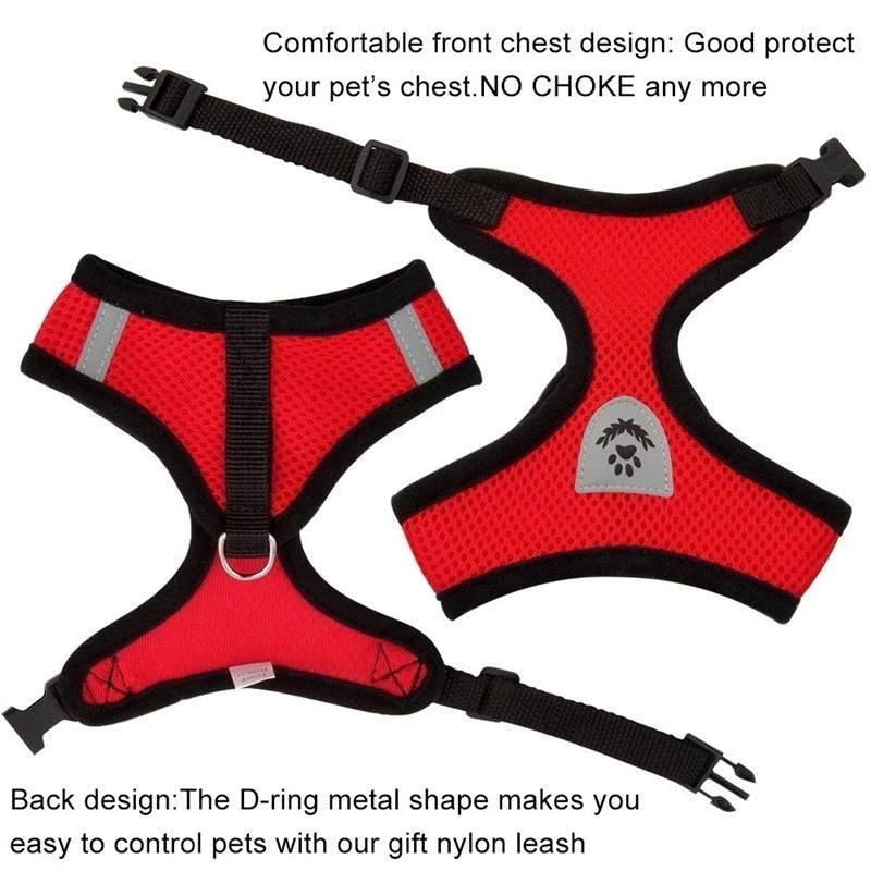 Breathable Mesh Dog & Cat Harness | Reflective, Quick-Release | Small to Medium | 6 Colours