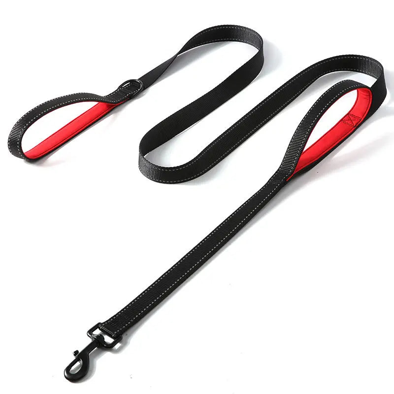 Pet Accessories Gear: 6FT Heavy Duty, Double Handle, Reflective, Nylon Dog Leash for Large Medium Dogs / Rungear
