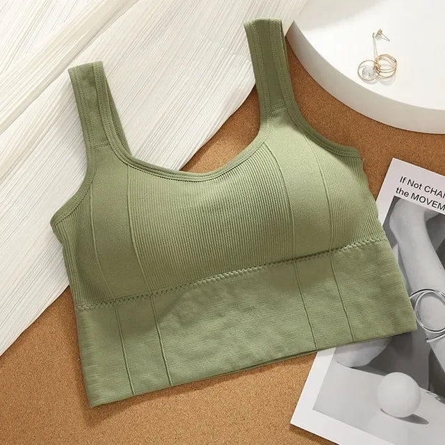 Breathable Anti-Sweat Shockproof Seamless Push Up Sports Bra Crop Top For Running, Hiking, Walking Fitness Yoga Workout