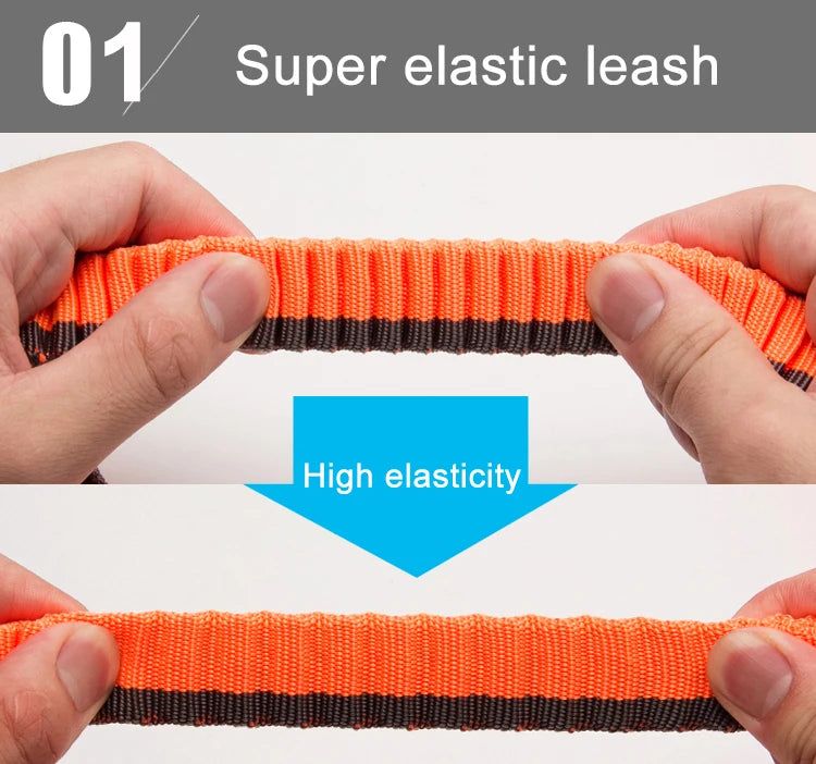 NEW Pet Hands-Free Reflective Stitching Bungee Leash For Medium to Large Dogs With Carabiner