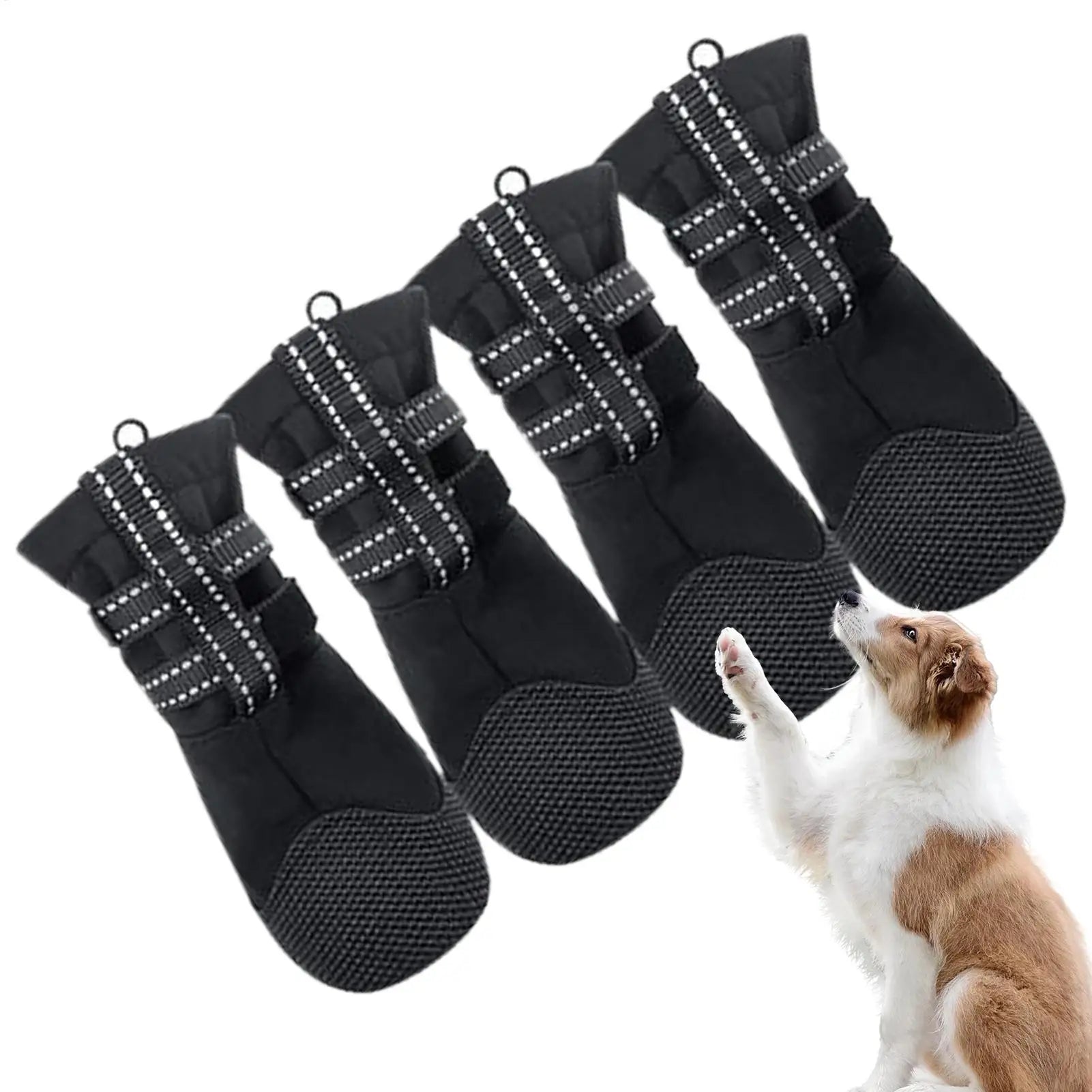 Dog Boots 4PC Set – Wool Anti-Slip Protective Booties for Medium & Large Dogs | Wound Recovery, Hiking, Outdoor & Beach
