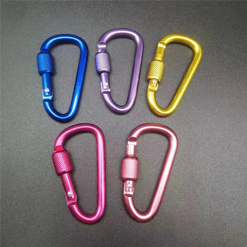 Trail Gear Accessories: Aluminum D Shaped Locking Carabiner, Clip Rope Hook For Hiking Gear / Rungear