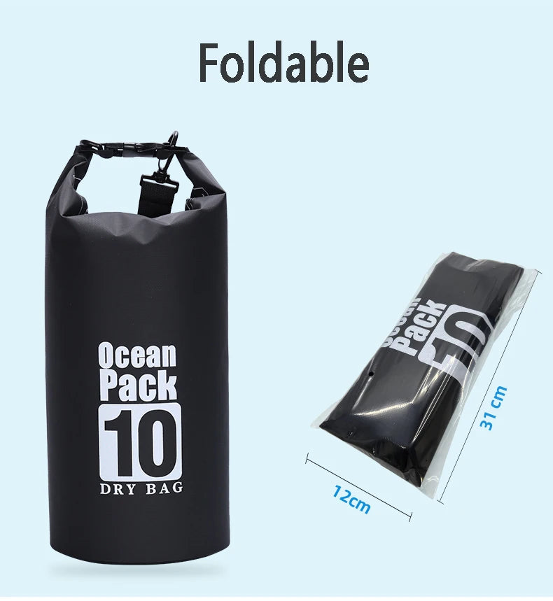 Waterproof PVC Roll-Top Dry Bag | 2L to 30L, Roll-Top Buckle Closure, Shoulder Strap Options | RUNGEAR
