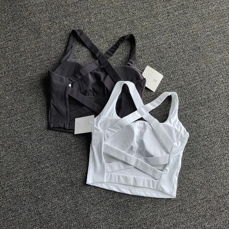 Women's Cross-Strap Wrap Sports Bra | Breathable Push-Up Gym & Yoga Bralette | RUNGEAR