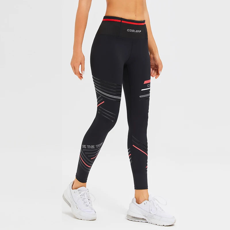 Women's Compression Apparel: Printed High Waisted Workout Pants With Pockets / Rungear