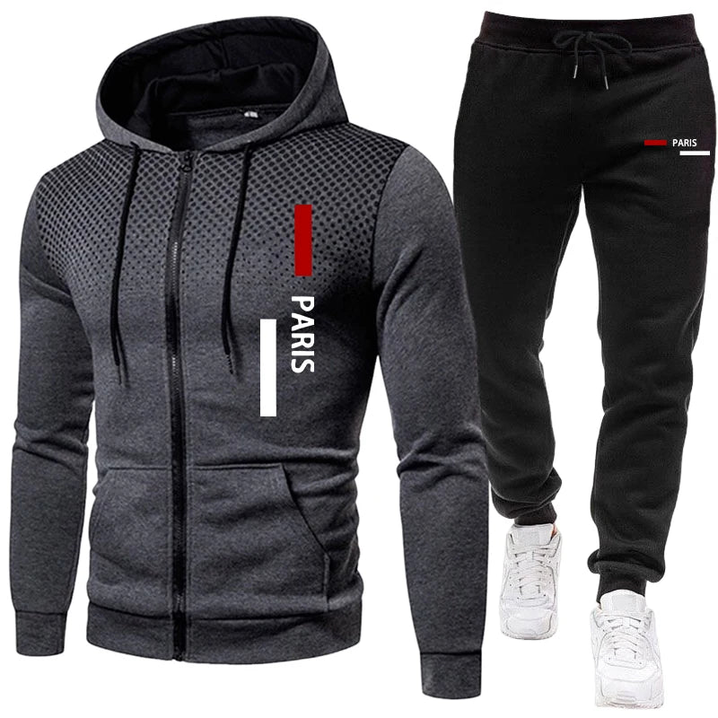 Men's Winter Apparel: Casual, Jogging Zipper Hoodie Sweatshirt and Sweatpants / Rungear