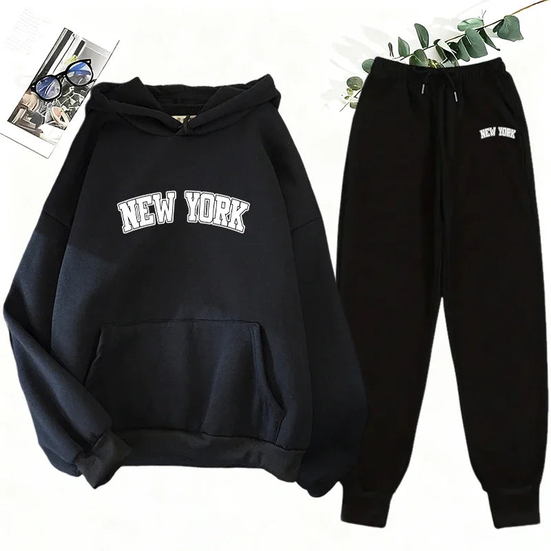 Women's Winter Apparel: Hooded Sweatshirt and Jogger Pants Casual Matching Set Outfit / Rungear