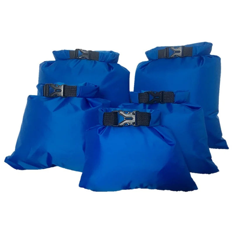 5-Pack Waterproof Dry Bag Set | Graduated Sizes, Roll-Top Buckle Closure, Lightweight Nylon | RUNGEAR