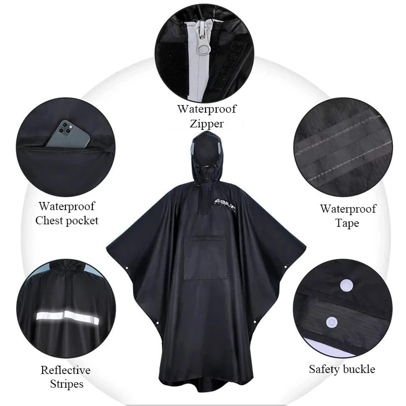 3-in-1 Waterproof Rain Poncho with Sleeves | Running, Hiking & Outdoor