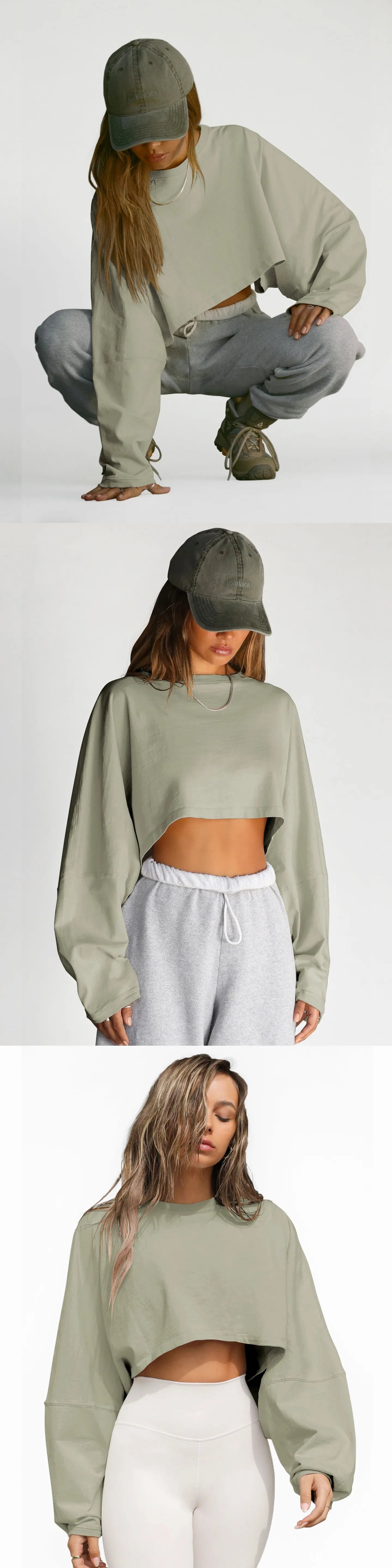 Sexy Cropped Hoodie T Shirt Long Sleeve Knit Top Women Spring Summer Casual Pullover Tee Blouse