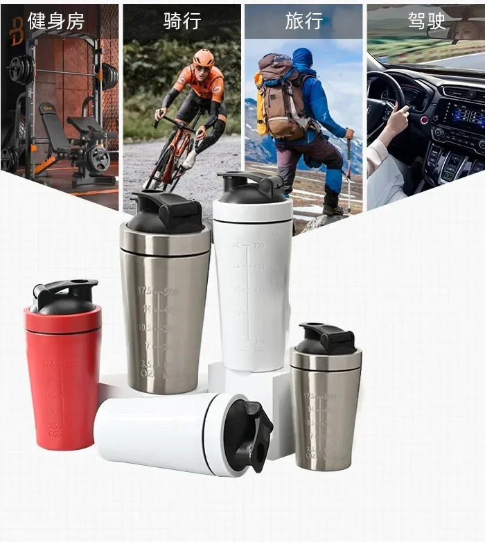 Stainless Steel Protein Shaker Bottle – 304 Steel, Leak-Proof Flip Lid | 500ml & 740ml