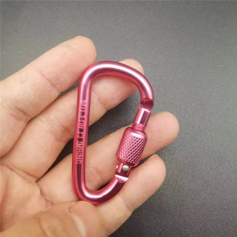 Aluminium D-Ring Locking Carabiner | Screw-Lock Clip for Hiking & Camping