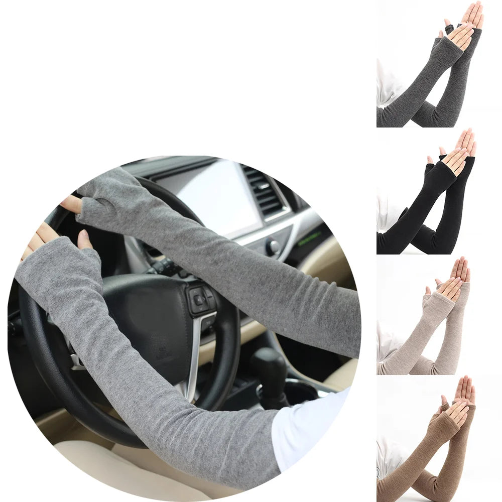 Winter Gear Accessories: Unisex, Thickened, Plush Cold-Proof, Warm Elbow Guard, Fingerless Arm Sleeves with Thumb Holes / Rungear