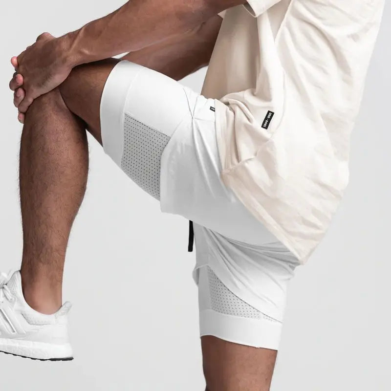 Men's Double Layer Shorts: 2 in 1 Breathable, Double Layer, Quick Dry, Running Workout Sports Shorts / Rungear