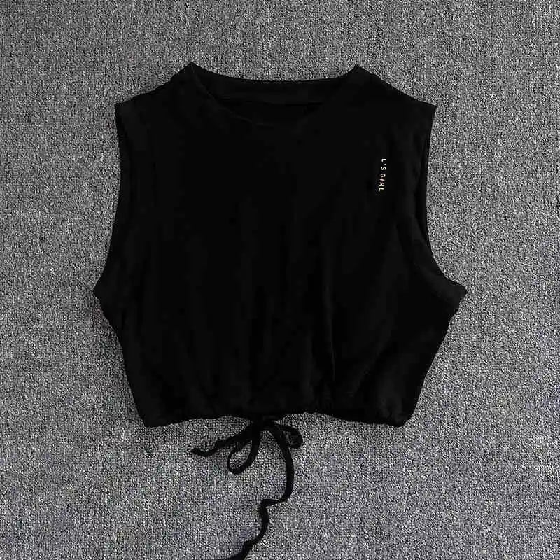 Women's Drawstring Crop Sports Top | Breathable Sleeveless Fitness Vest